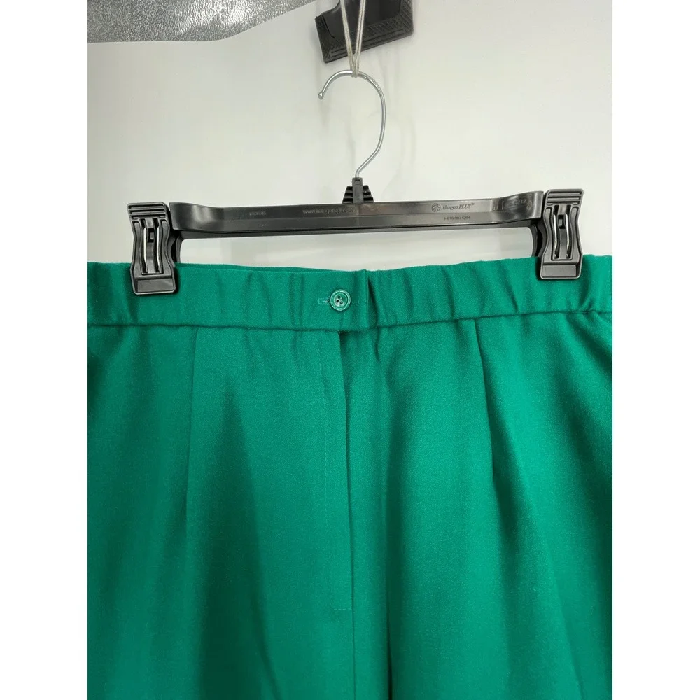 VTG Koret Women Skirt Suit Sz 12 Green Wool Blend Embroidered Crest 80's‎ Career